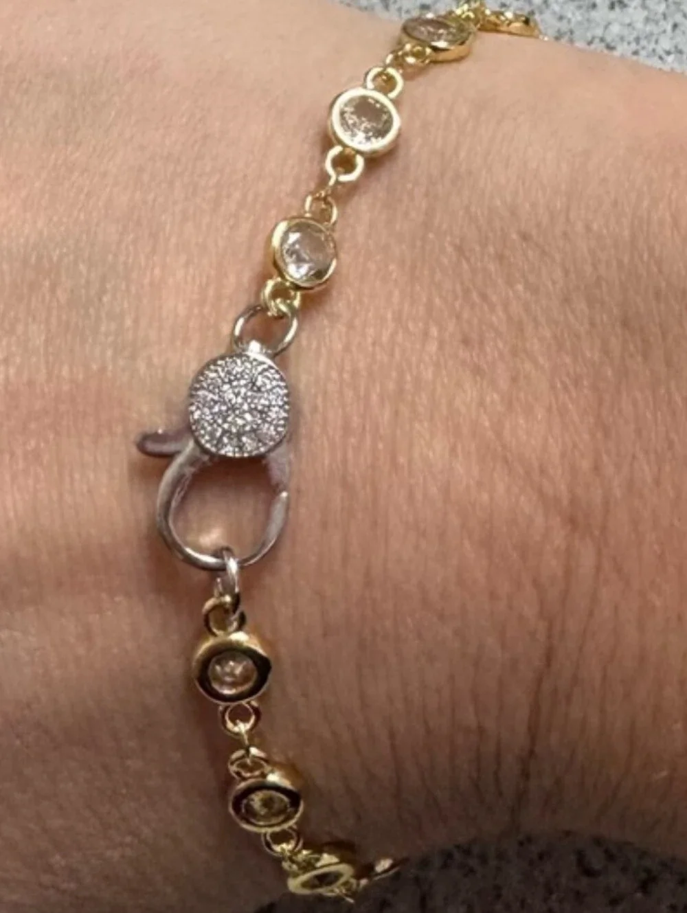 Freida Rothman Vault Gold Lumi Bezel w/ Silver Pave Closure